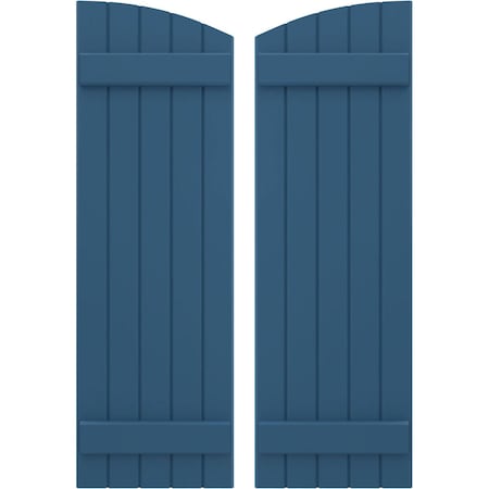 Americraft 5-Board (2 Batten) Wood Joined Board-n-Batten Shutters W/ Ellipt Top, ARW101BE518X40HBH